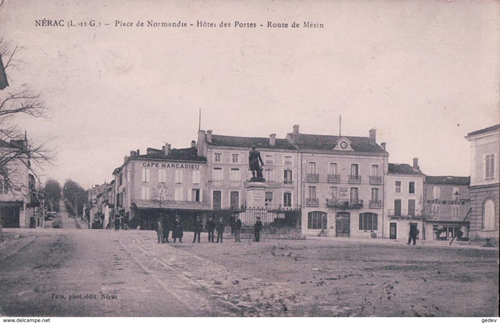 France 47, Nérac, Place De Normandie Café Marcadieu, Hôtel Des Postes, Route De Mézin + Censure (16.1.18) - Nerac