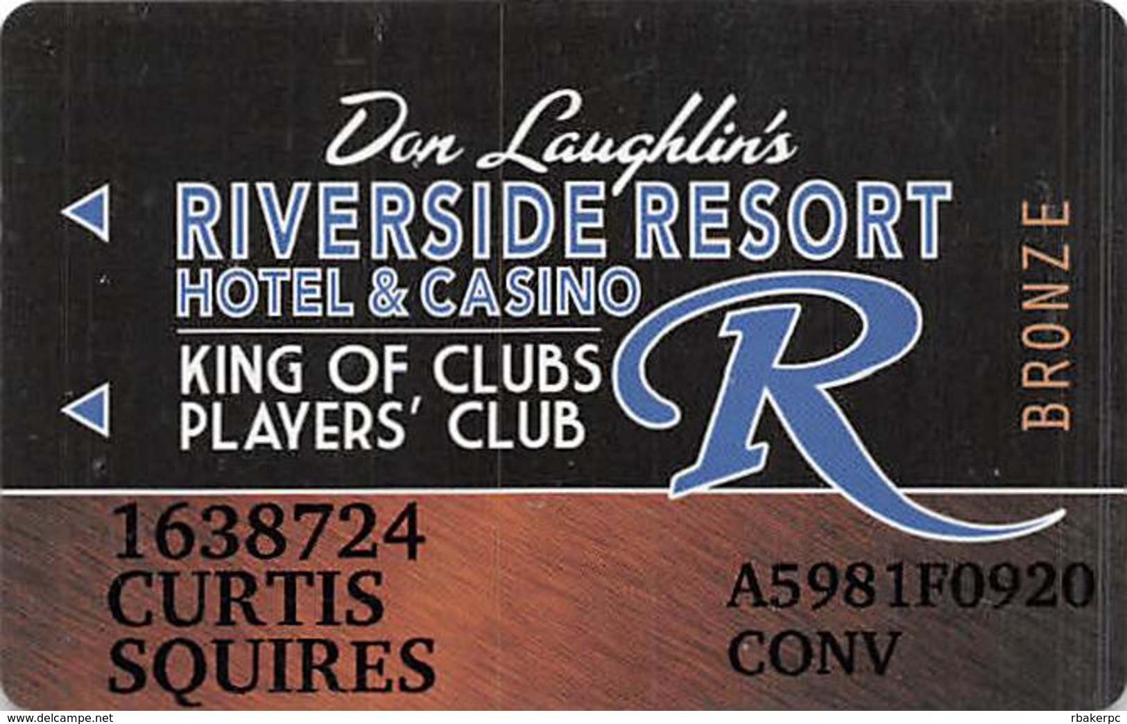 Riverside Casino - Laughlin NV -Slot Card With P759669-2 Over Mag Stripe - Casino Cards