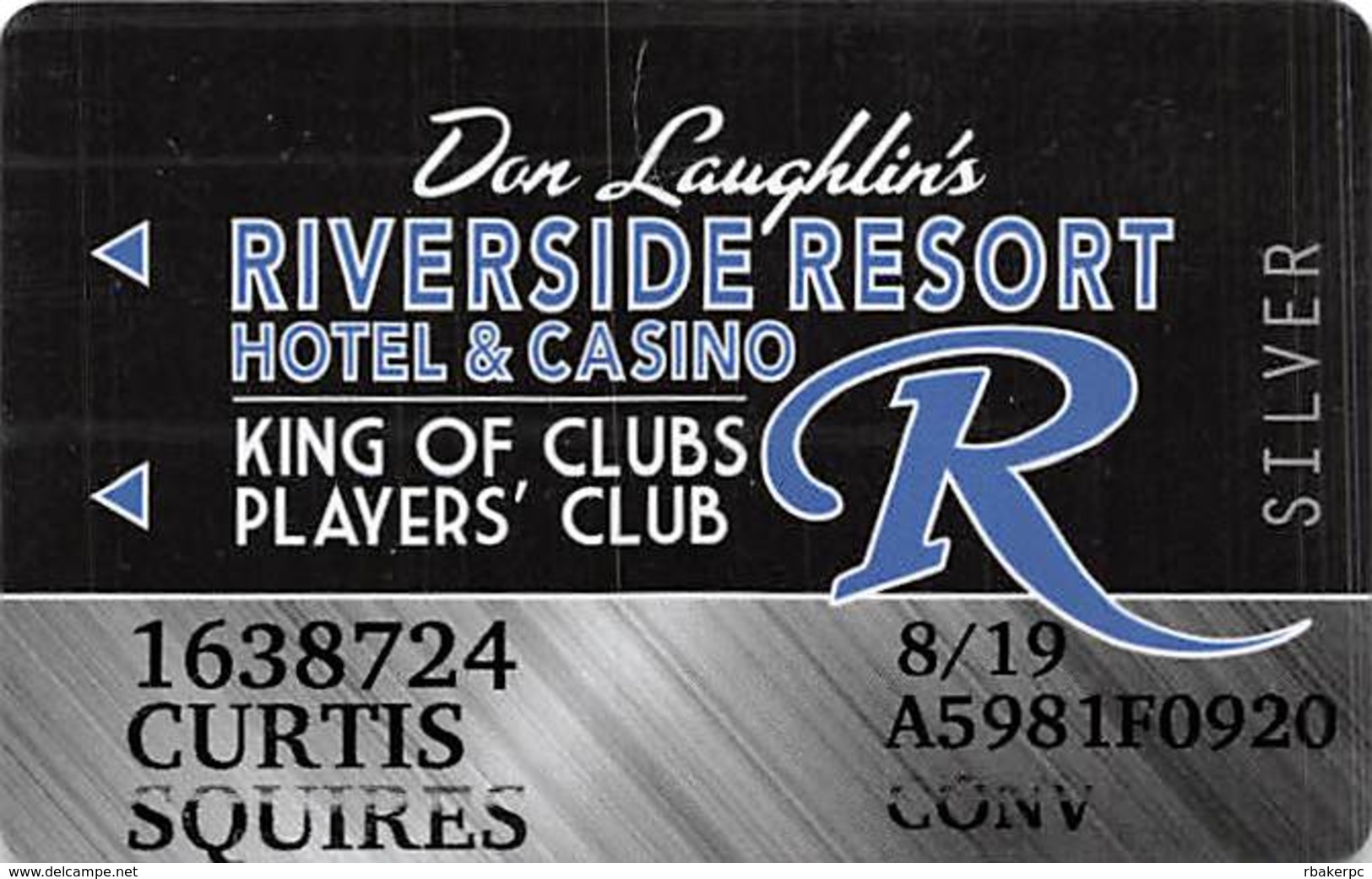 Riverside Casino - Laughlin NV -Slot Card With P841335 Over Mag Stripe - Casino Cards
