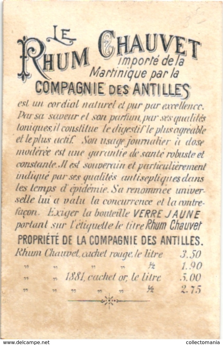 11 chromo Rhum Chauvet 1889 Compagnie des Antilles importé de la Martinique