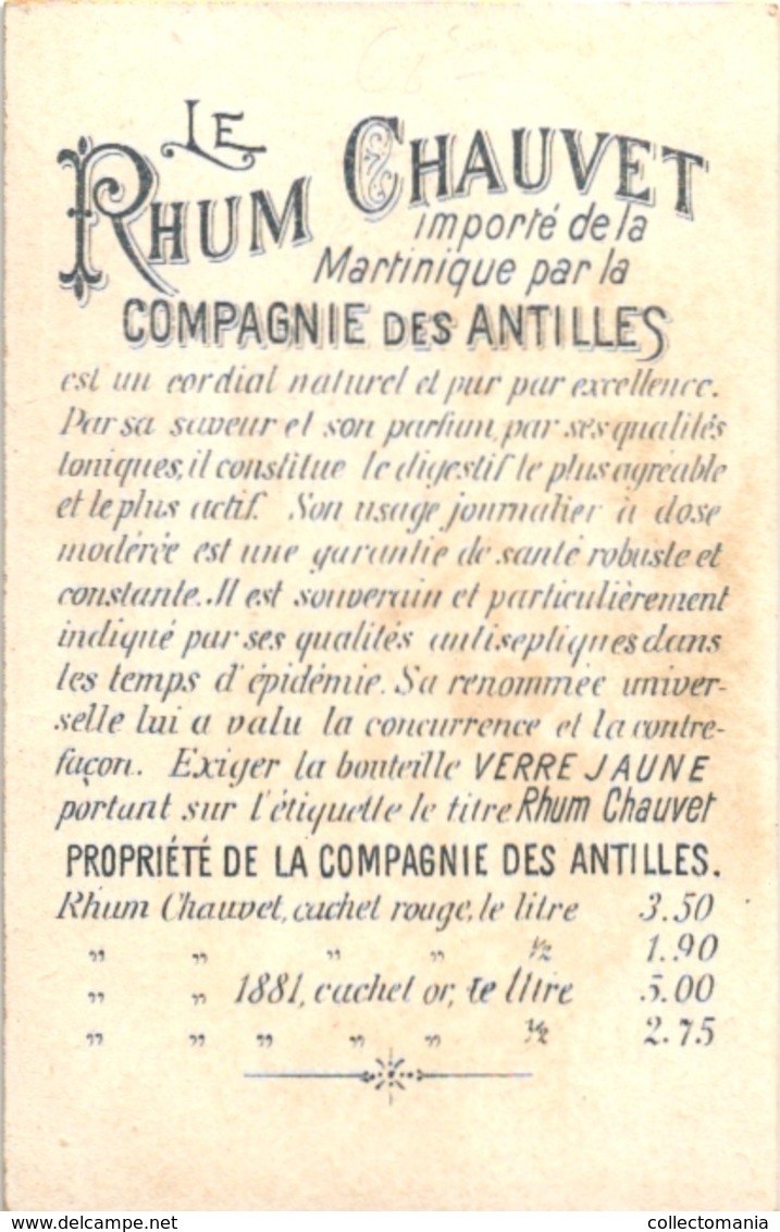 11 chromo Rhum Chauvet 1889 Compagnie des Antilles importé de la Martinique