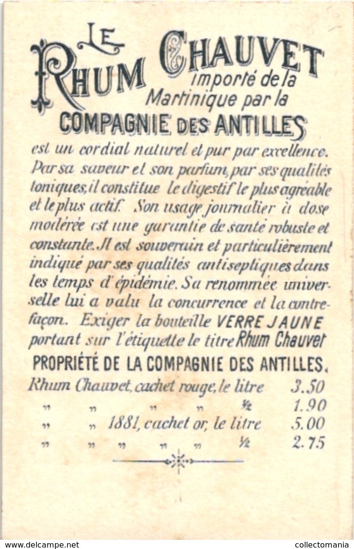 11 chromo Rhum Chauvet 1889 Compagnie des Antilles importé de la Martinique