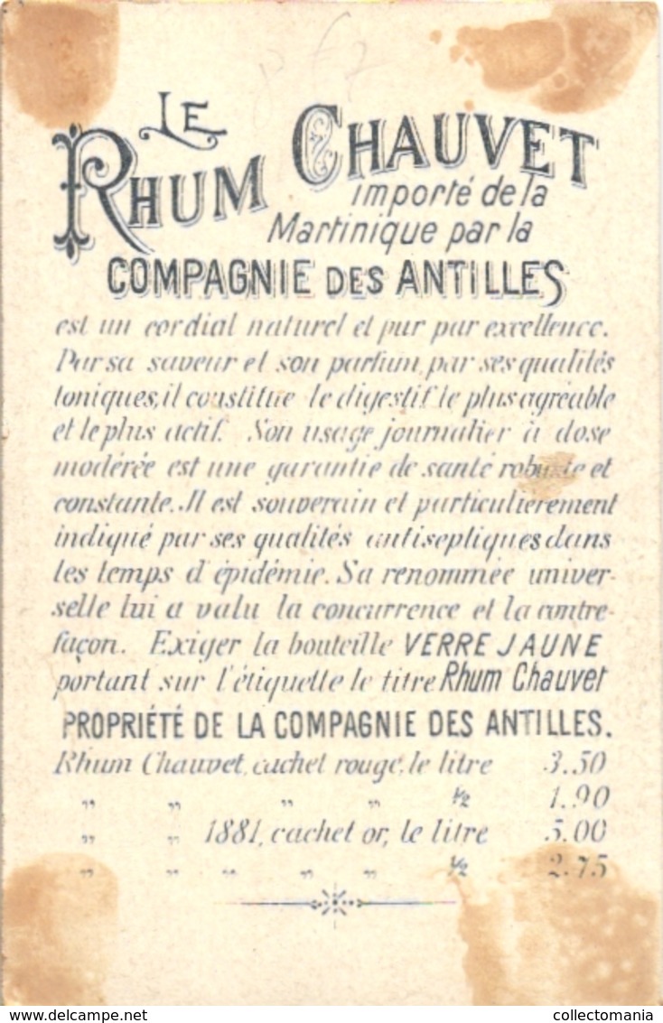 11 chromo Rhum Chauvet 1889 Compagnie des Antilles importé de la Martinique