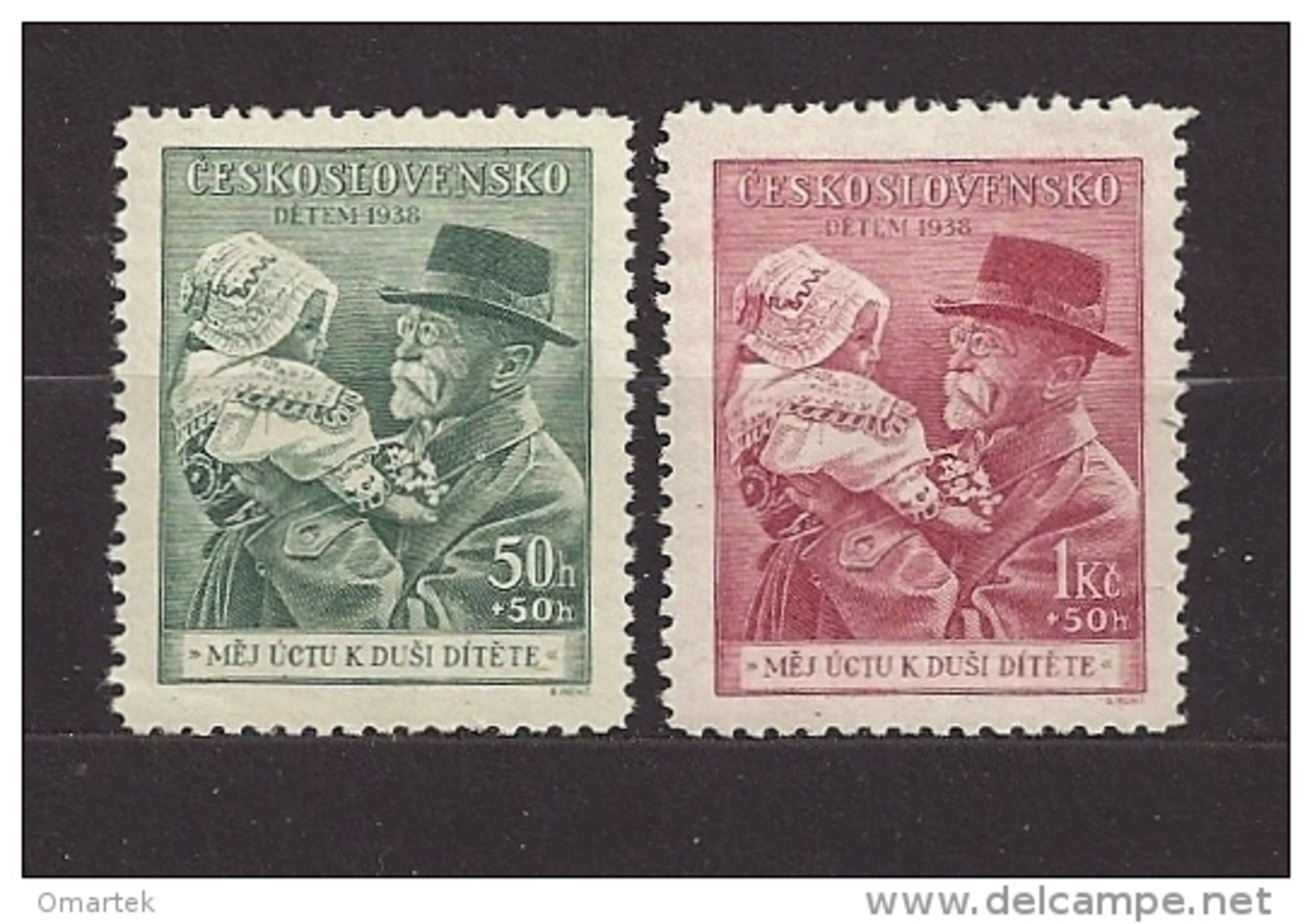 Czechoslovakia 1938 MNH ** Mi 389-390 Sc B150-B151 For Childern - T.G.Masaryk. Tschechoslowakei. - Ongebruikt