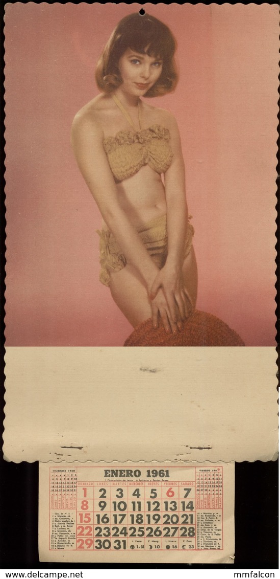 X1752 PIN UP Woman Femme Girl In Bikini - Wall CALENDAR CALENDRIER 1961 - 42x21cm - Groot Formaat: 1961-70