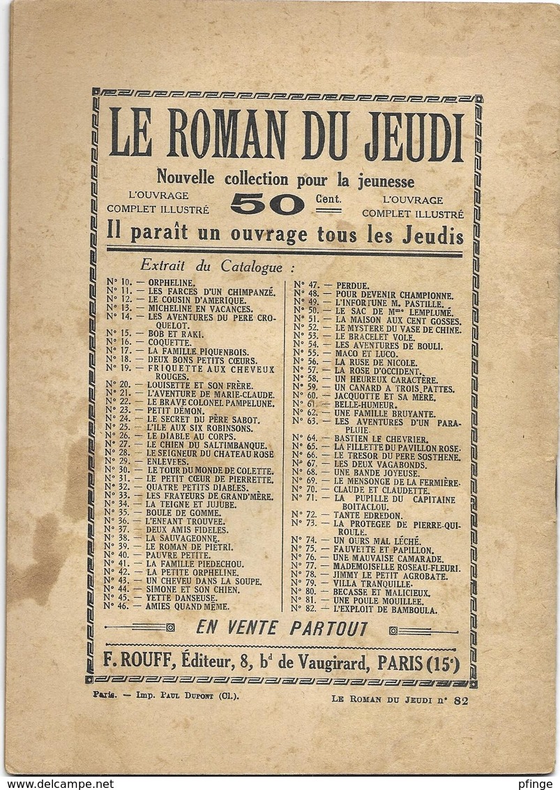 L'exploit De Bamboula Par El Macho - Le Roman Du Jeudi N°82 - 1901-1940