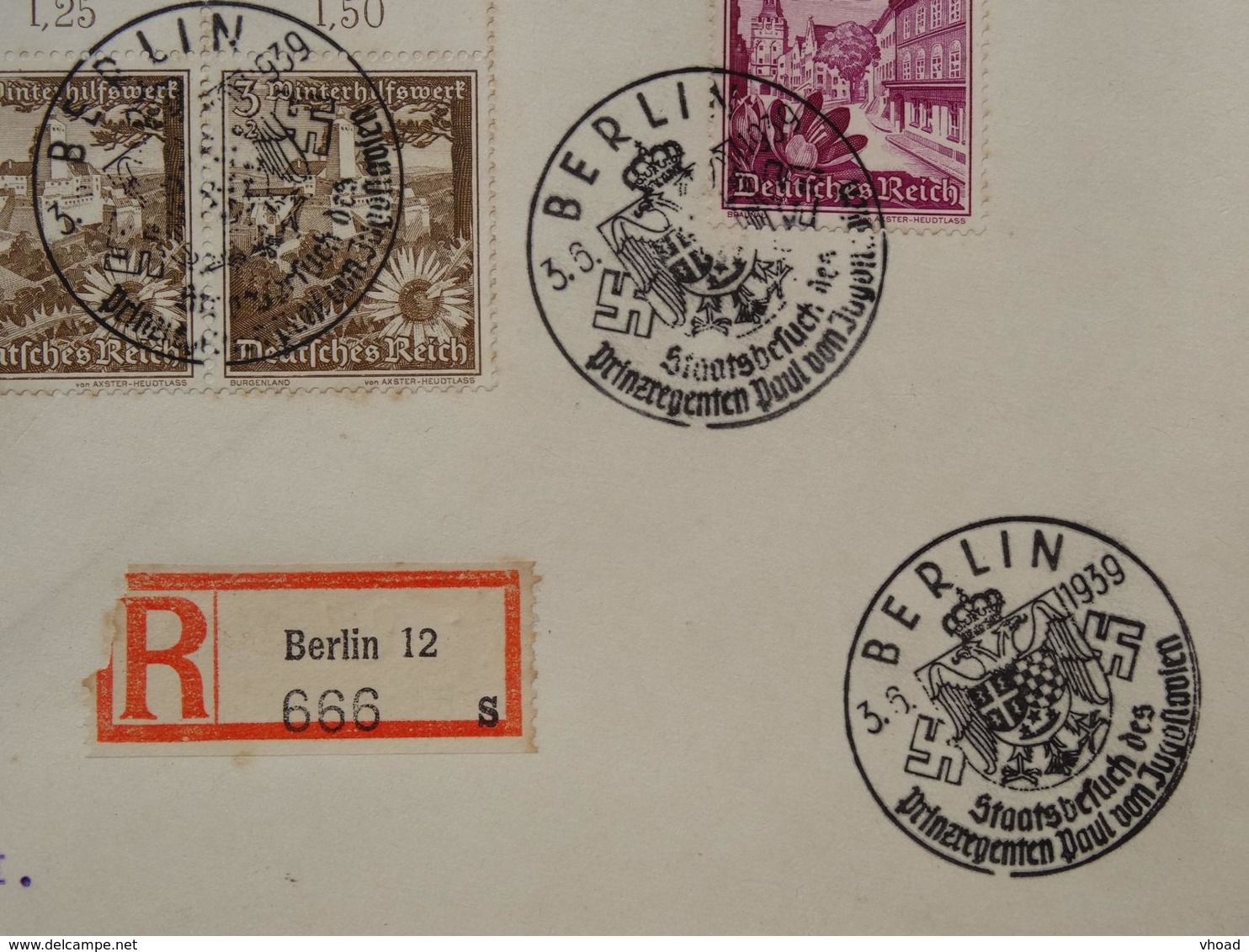 1939 DR Brief Einschreiben Staatsbesuch Prinzregent Paul Von Jugoslawien - Covers & Documents