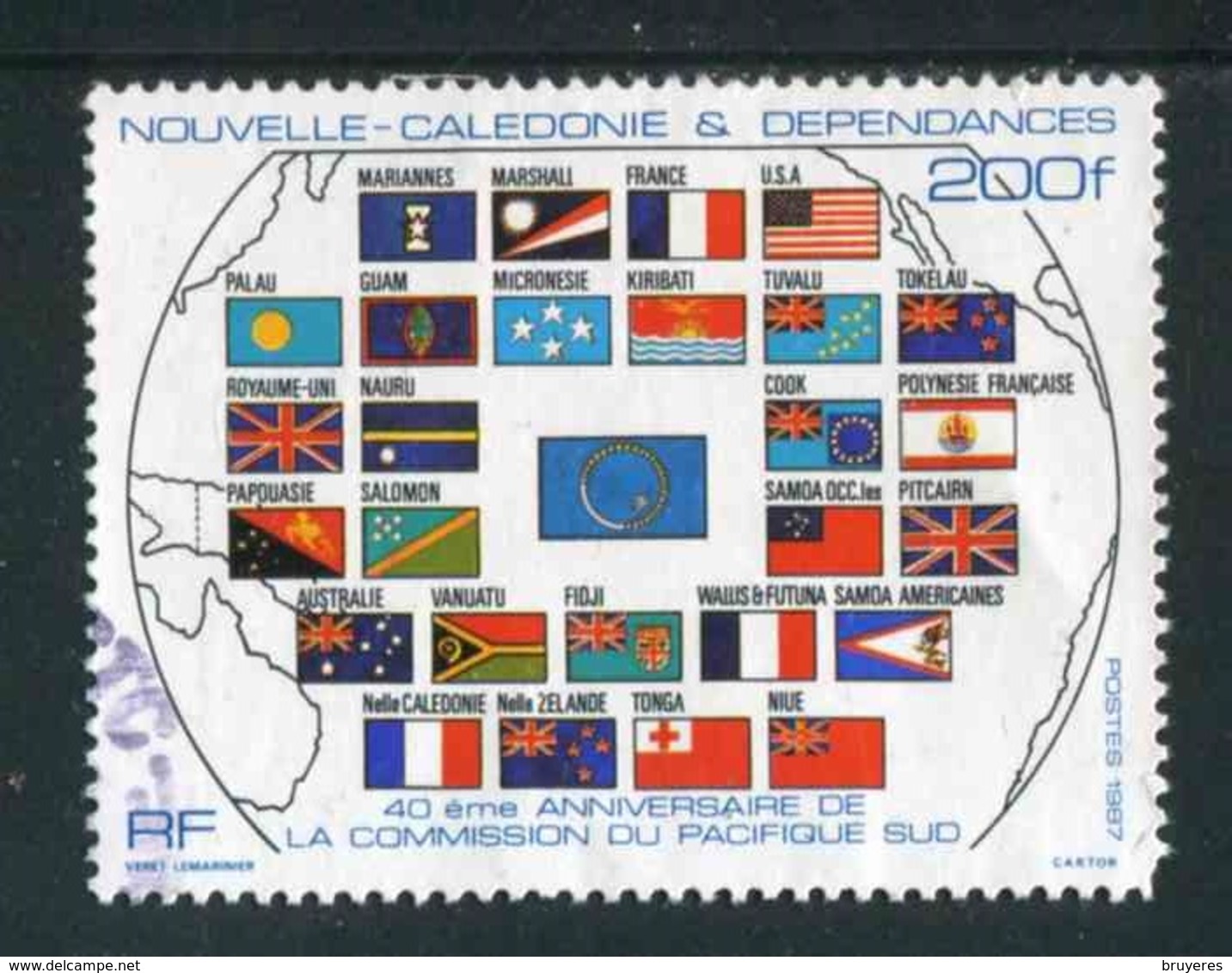 TIMBRE Oblit. De 1987 "200 F -  "40e Anniversaire De La Commission Du Pacifique Sud" - Oblitérés
