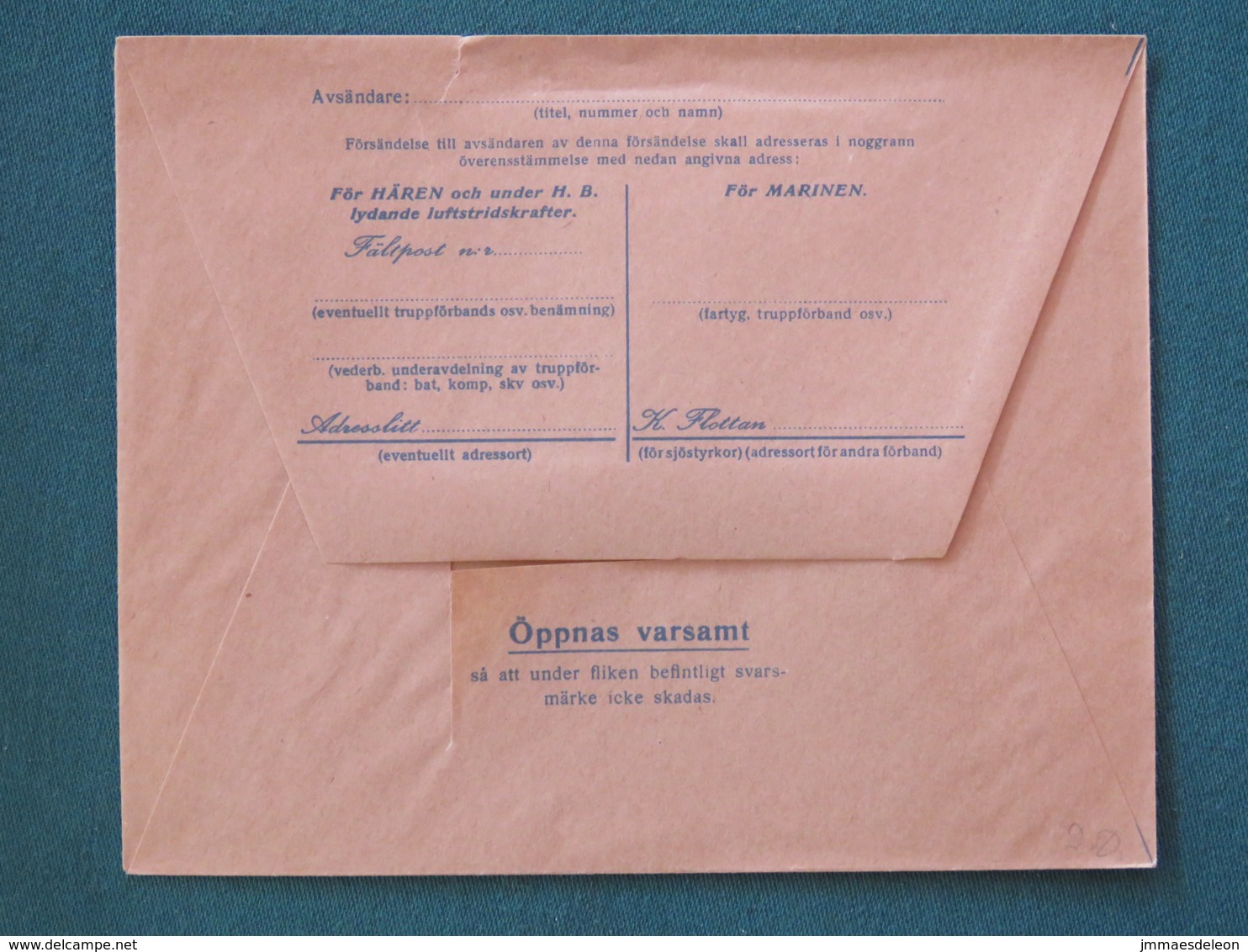 Sweden 1941 Military Army Unused Cover - Militaire Zegels