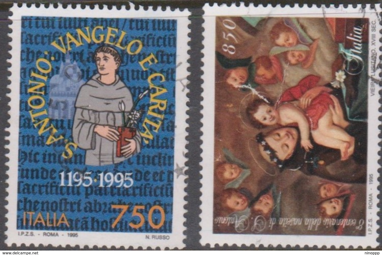 Italy Republic S 2174-2175 1995 St.Anthony Of Padua, Used - 1991-00: Usati