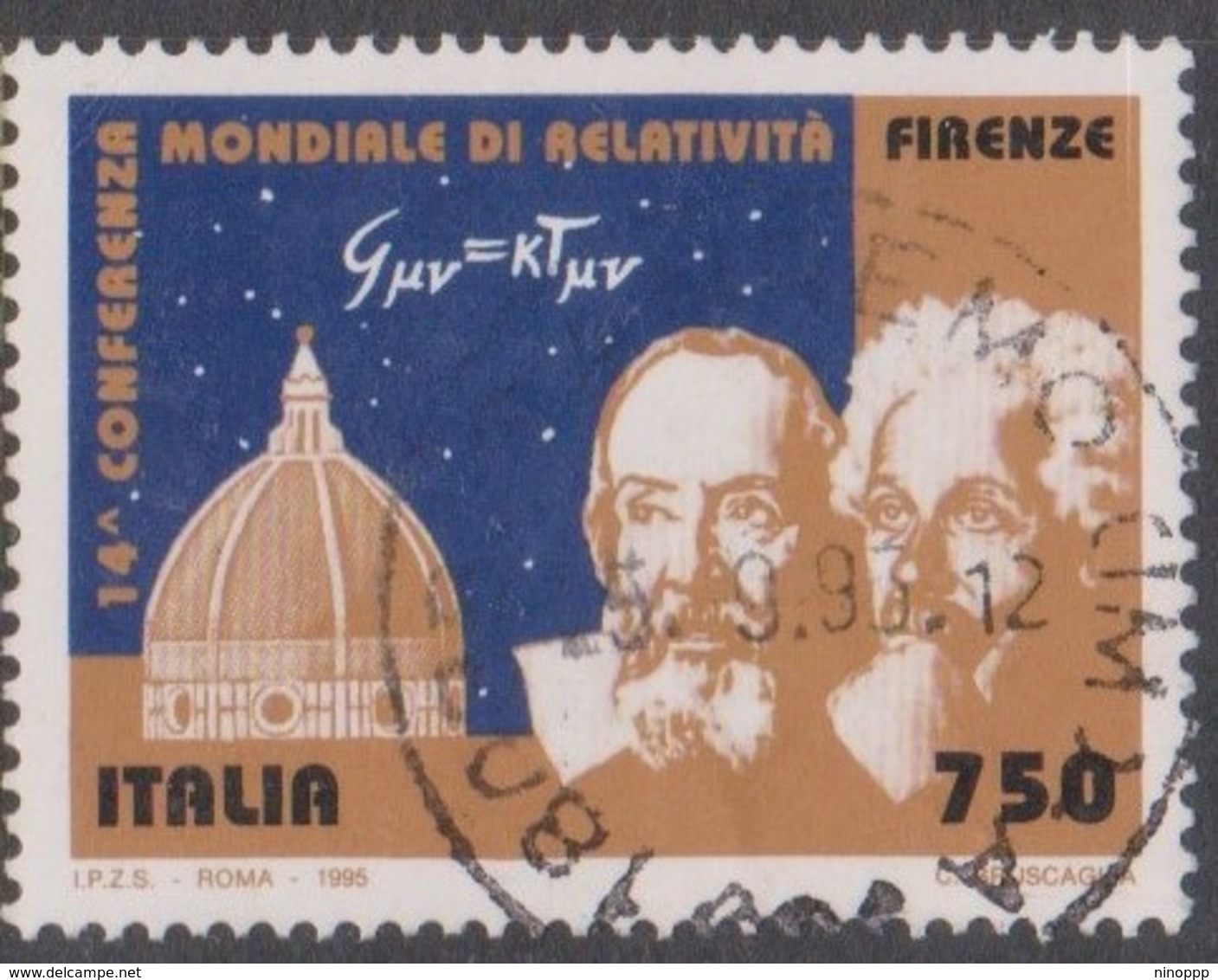 Italy Republic S 2182 1995 14th World Conference On Relativity, Used - 1991-00: Gebraucht