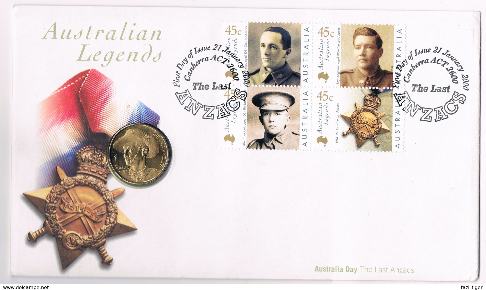 The Last ANZACs  • 2000 • Stamp And $1 Coin Cover - Other & Unclassified