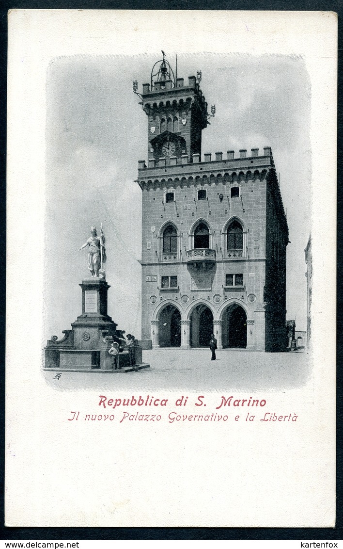 Repubblica Di S. Marino, Um 1910, Il Nuovo Palazzo Governativo E La Liberta, - San Marino