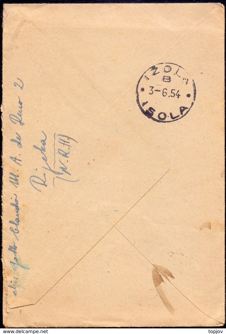 YUGOSLAVIA  - SLOVENIA - STT VUJNA  -  ERROR Postmark - RIJEKA To IZOLA - 1954 - Poststempel