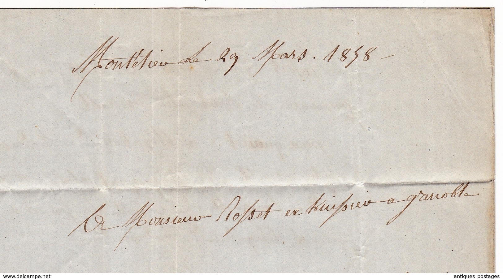 Lettre 1858 Montélier Chabeuil Drôme Grenoble Isère Timbre Napoléon III