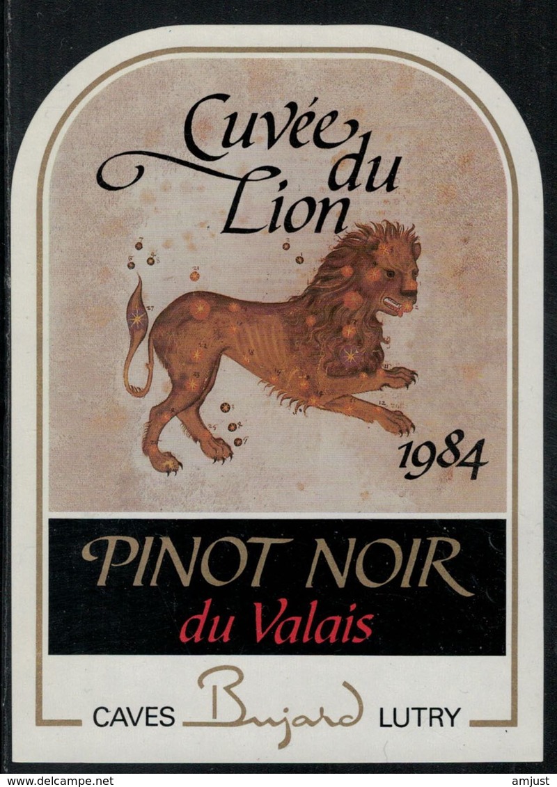 Etiquette De Vin // Pinot Noir Du Valais, Signe Du Zodiac "Le Lion" - Otros & Sin Clasificación