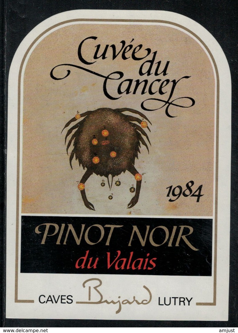 Etiquette De Vin // Pinot Noir Du Valais, Signe Du Zodiac "Le Cancer" - Otros & Sin Clasificación