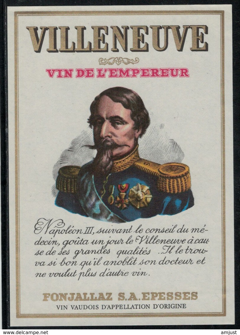 Etiquette De Vin // Villeneuve, Vin De L'Empereur - Emperadores, Reyes, Reinas, Y Príncipes