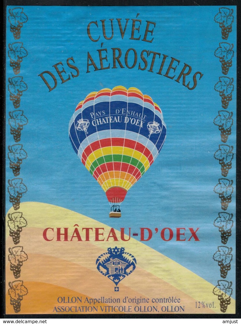 Etiquette De Vin // Ollon,Cuvée Des Aérostiers - Hot Air Balloons