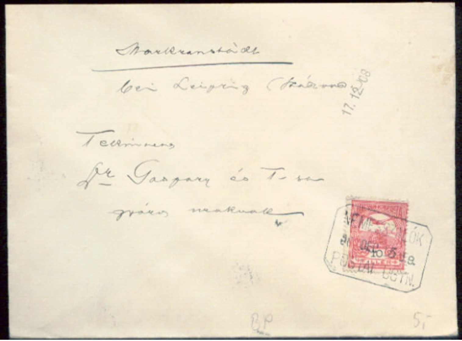 07496 Ungarn Brief Bahnpost Rail Nemesszalok 1908 - Briefe U. Dokumente