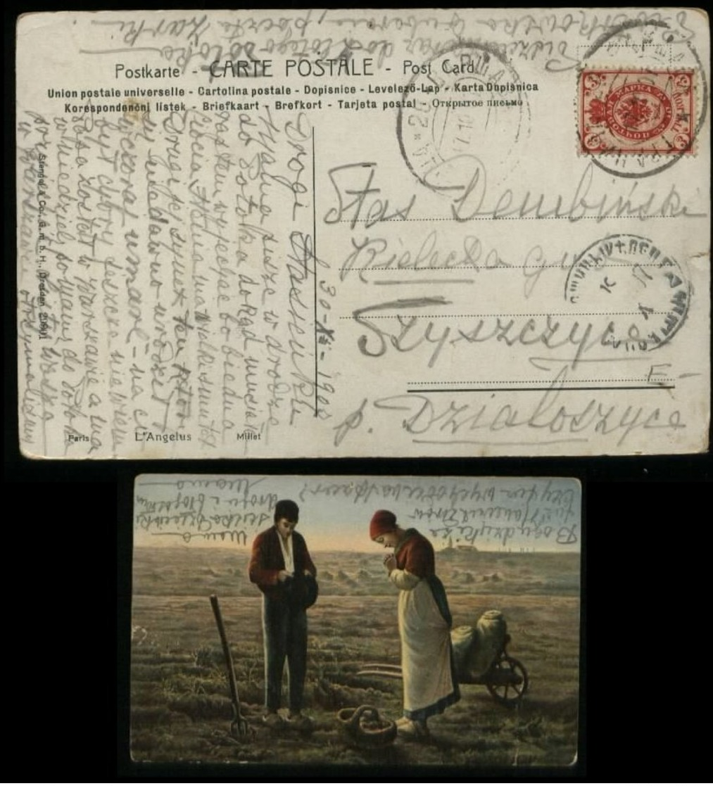 S4881 Russland Polen Postkarte , AK Erntedank: Gebraucht Warschau 1907 , Bedarfserhaltung. - Briefe U. Dokumente