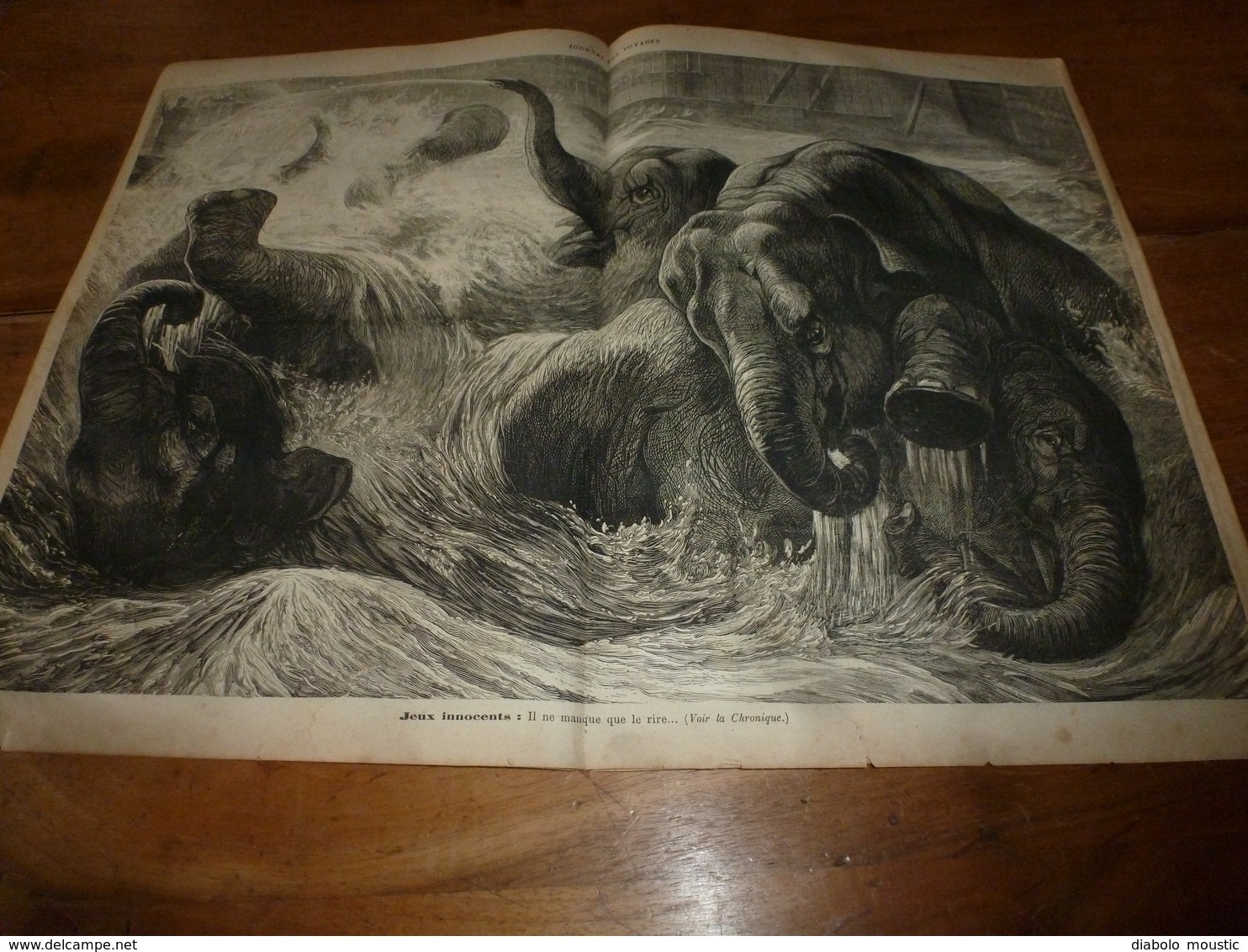 1882 JDV:  Texte Et Gravure:Le Lieutenant Belge Harou Chasse L''hippopotame Au Congo (Zaïre); Grav  Jeu D'éléphants;etc - 1850 - 1899