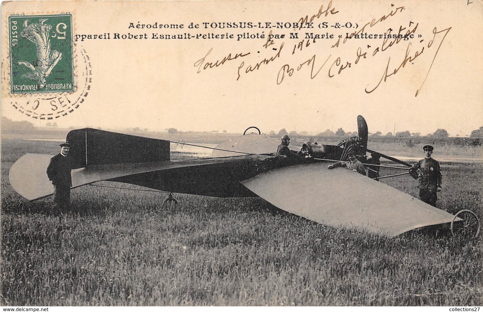 78-TOUSSUS-LE-NOBLE- AERODROME- APPAREIL ROBERT ESNAULT-PELLERIE PILOTE PAR M. MARIE L'ATTERISSAGE - Toussus Le Noble