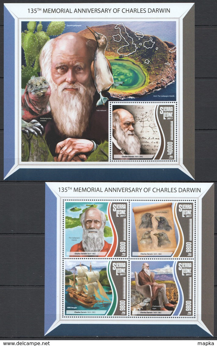 RR537 2017 SIERRA LEONE ANIMALS BIRDS 135TH MEMORIAL CHARLES DARWIN KB+BL MNH - Natura