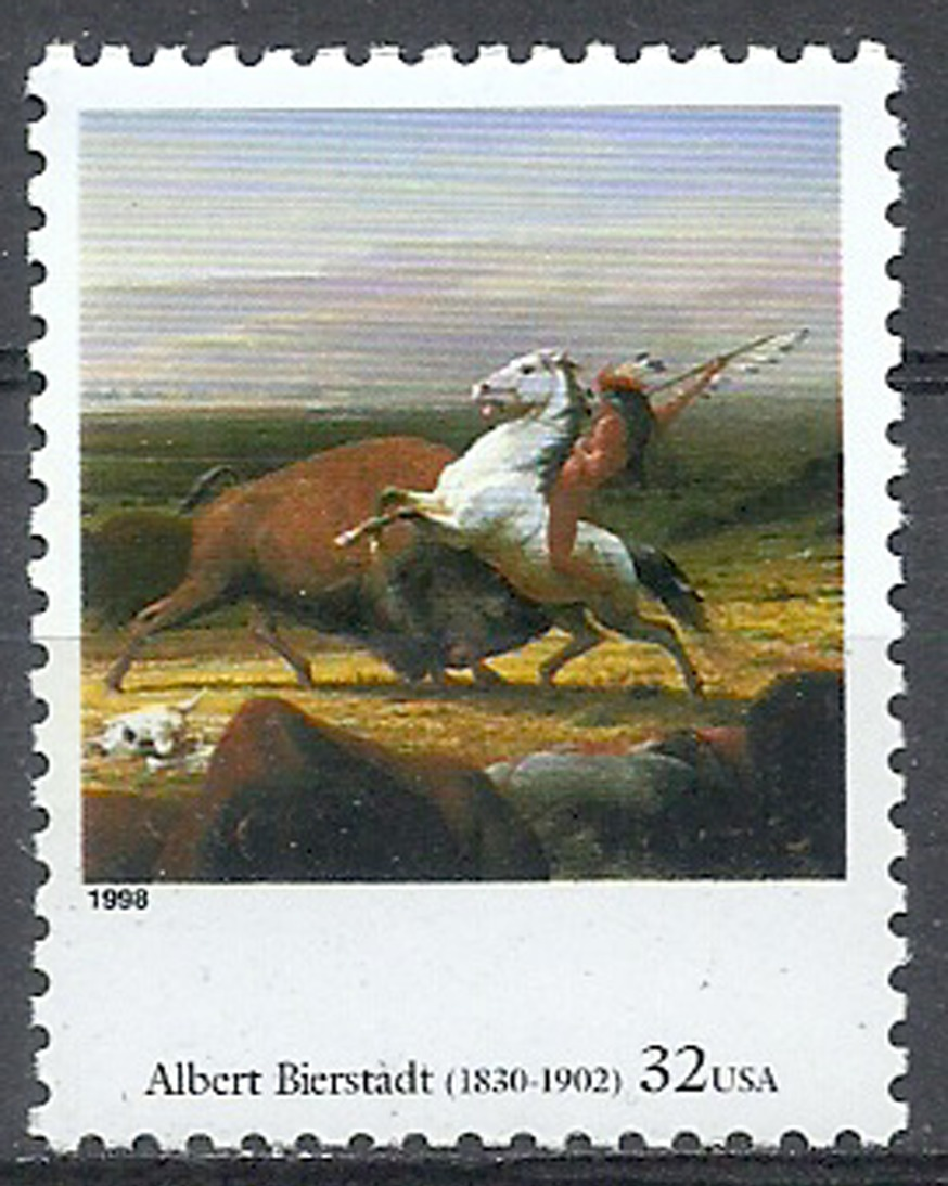 1.6) USA United States 1998 MNH Art Paintings Posters - Albert Bierstadt Native Indian On Horse Kill Last Buffalo - Unused Stamps