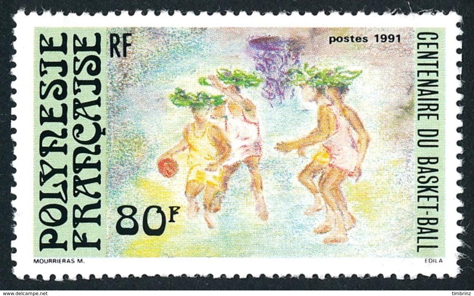 POLYNESIE 1991 - Yv. 382 **   Cote= 2,30 EUR - Basket-ball  ..Réf.POL24034 - Neufs