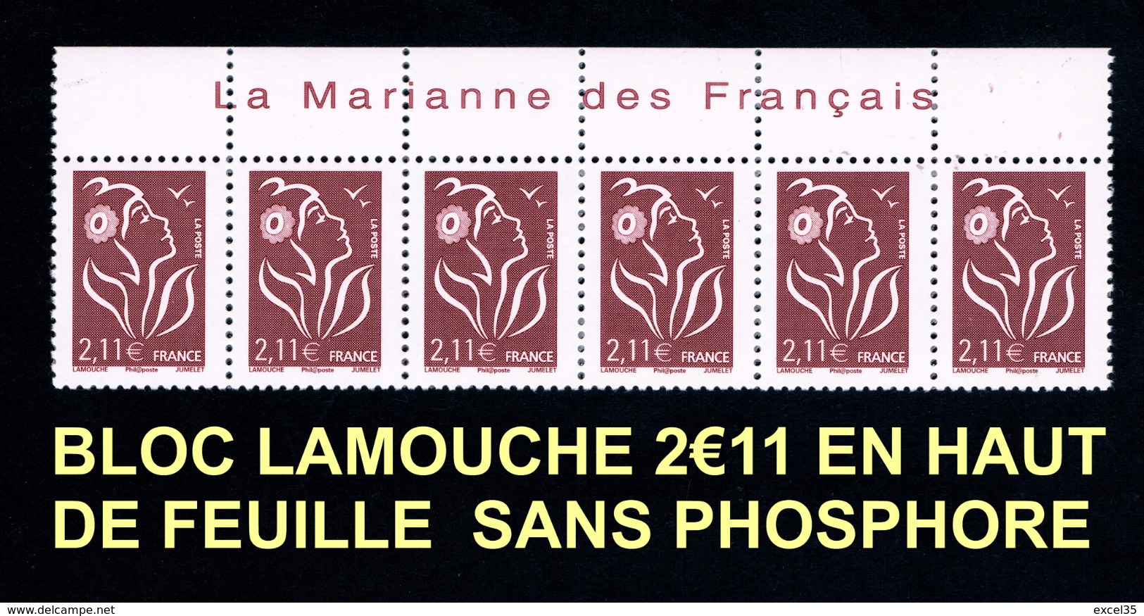 MARIANNE DE LAMOUCHE 2 € 11 N** SANS PHOSPHORE TOTAL - YVERT 3972a / CERES 3966a - 2004-2008 Marianne De Lamouche
