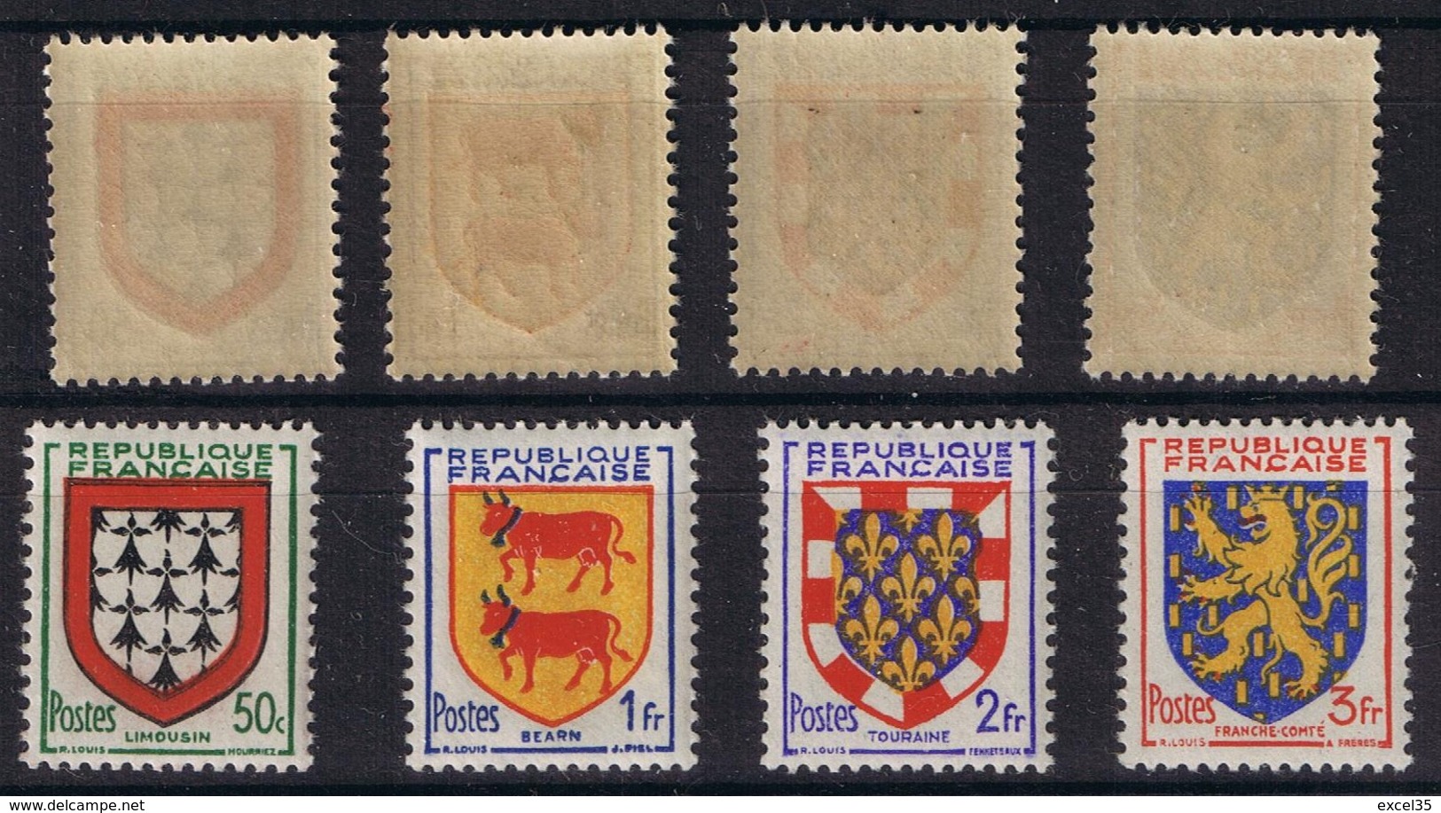 YVERT 900 à 903 N** MNH - Blasons LIMOUSIN BEARN TOURAINE FRANCHE-COMTE - SCAN RECTO-VERSO = SANSURPRISE - Nuovi