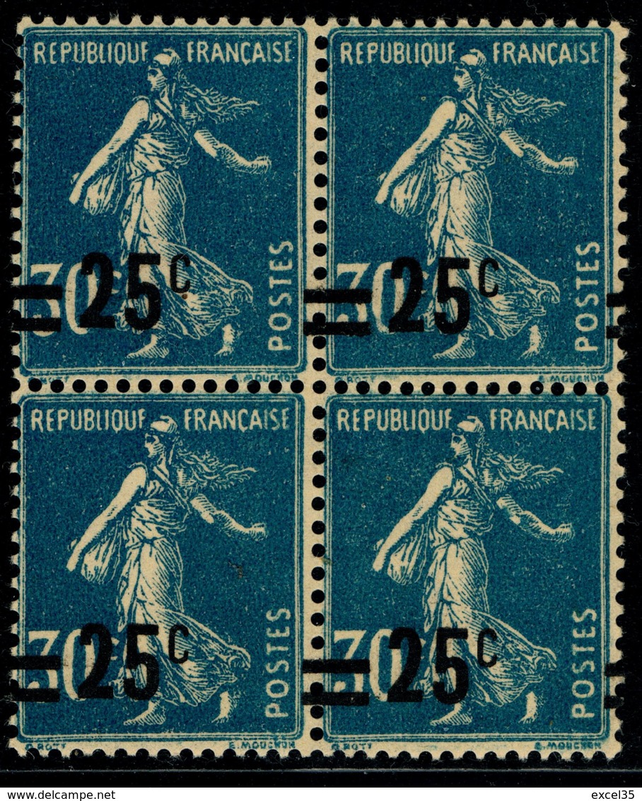 YVERT 217 N** - MNH - 1926 Semeuse 30 Cts X 4 Barres De Surcharge à Cheval - SCAN RECTO-VERSO = SANSURPRISE - Neufs