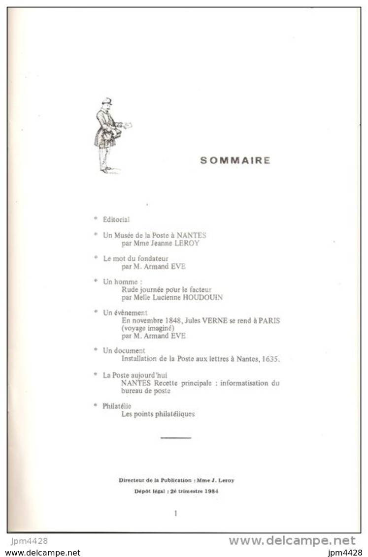 La Malle Poste N° 1   Bulletin Des Amis Du Musée De La Poste Des Pays De La Loire Mars 1984 24 Pages - Bibliografías