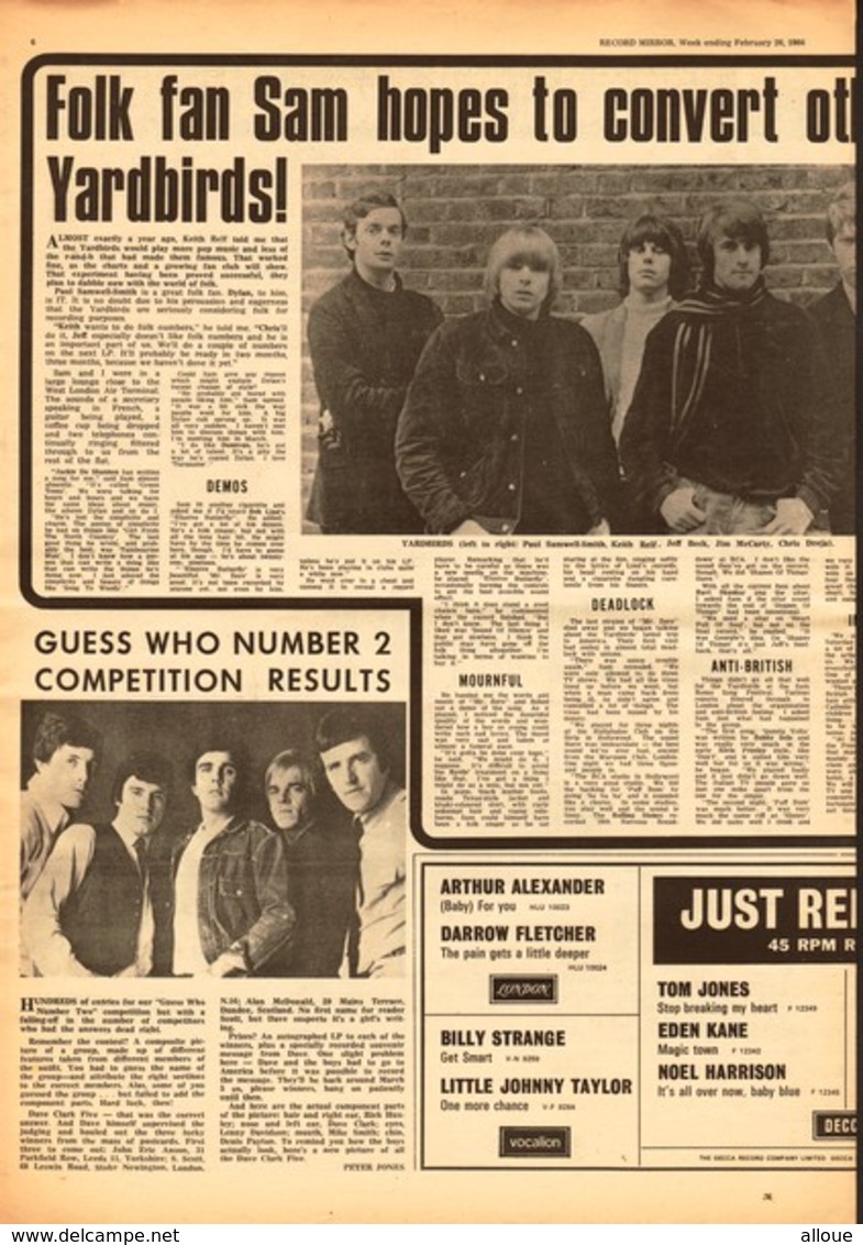 RECORD MIRROR - N° 259 MINDBENDERS-YARDBIRDS-SMALL FACES-BEATLES AT SHEA STADIUM POSTER-DAVE CLARK FIVE-PETULA CLARK - Autres & Non Classés