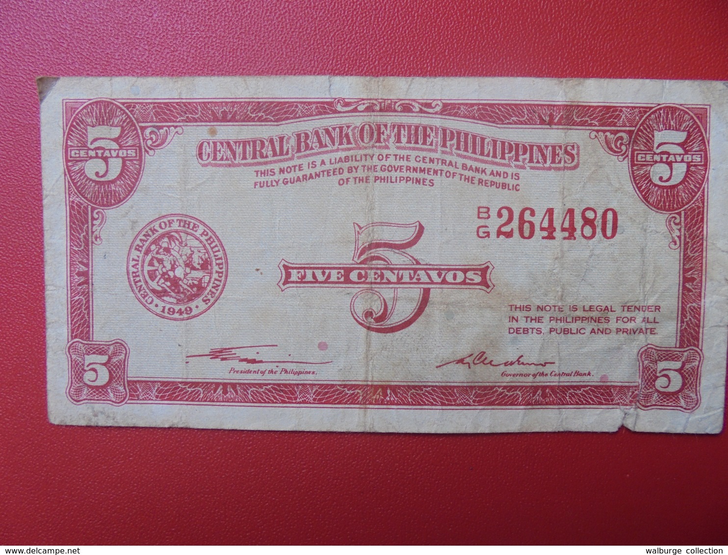 PHILIPINNES 5 CENTAVOS 1949 CIRCULER (B.5) - Filipinas