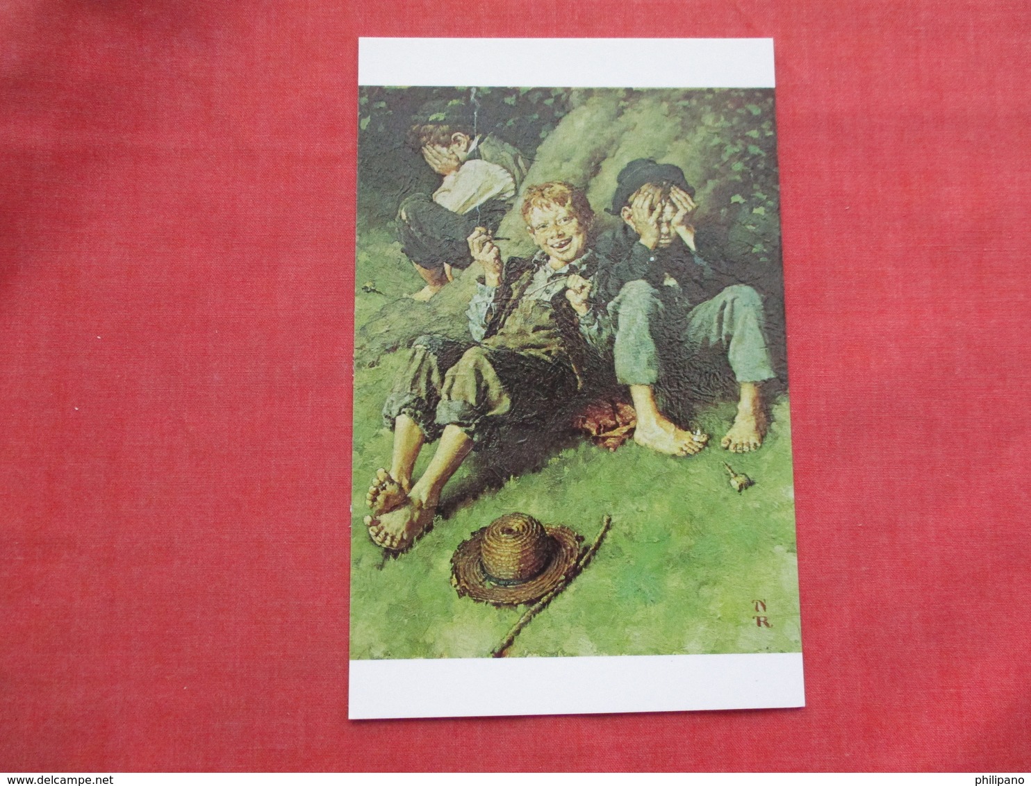 Huckleberry Finn  With Pipe Tom Sawyer & Joe Harper  Norman Rockwell     >  Ref 3521 - Paintings