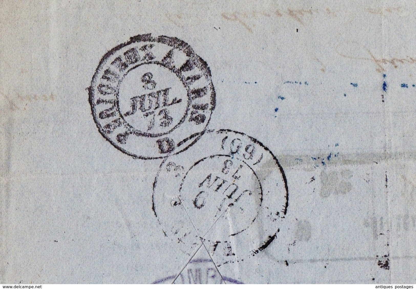 Lettre 1873 Gers Condom Daynaud Conche & Cie Caisse d'Escompte Banque Bank Cachet Ambulant Périgueux à Paris