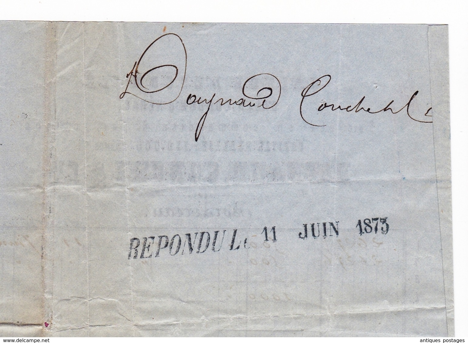 Lettre 1873 Gers Condom Daynaud Conche & Cie Caisse d'Escompte Banque Bank Cachet Ambulant Périgueux à Paris
