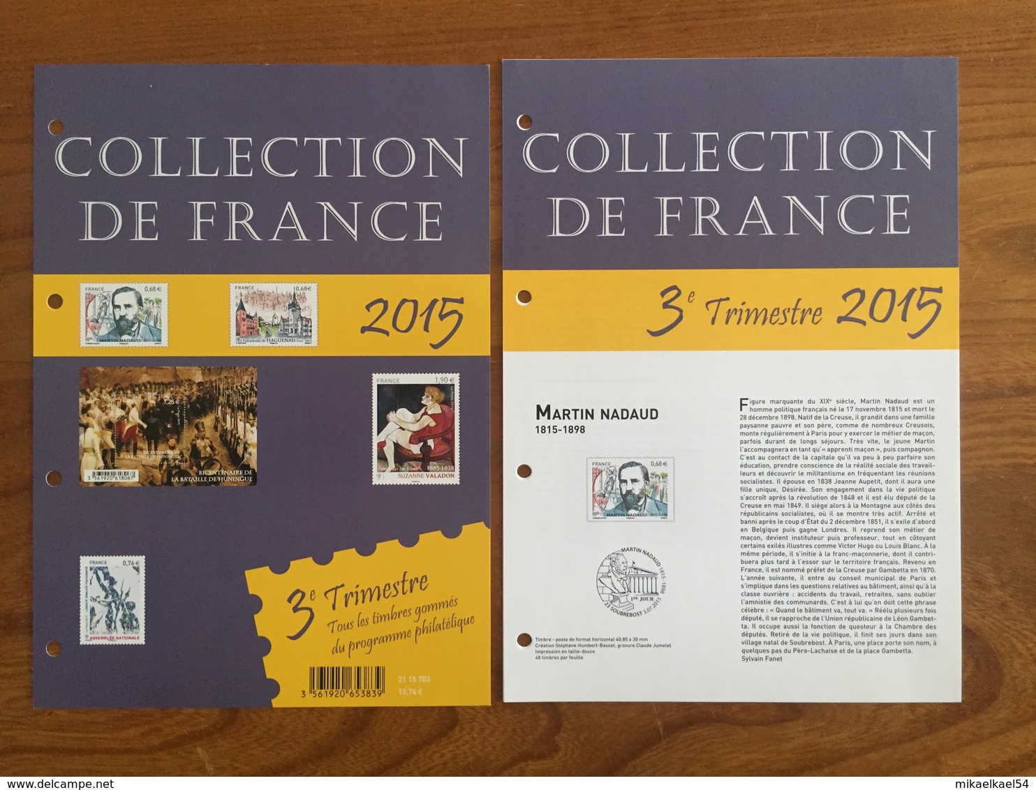 Collection Philatélique, Pochettes Trimestrielles - 2015 - timbres neufs MNH **