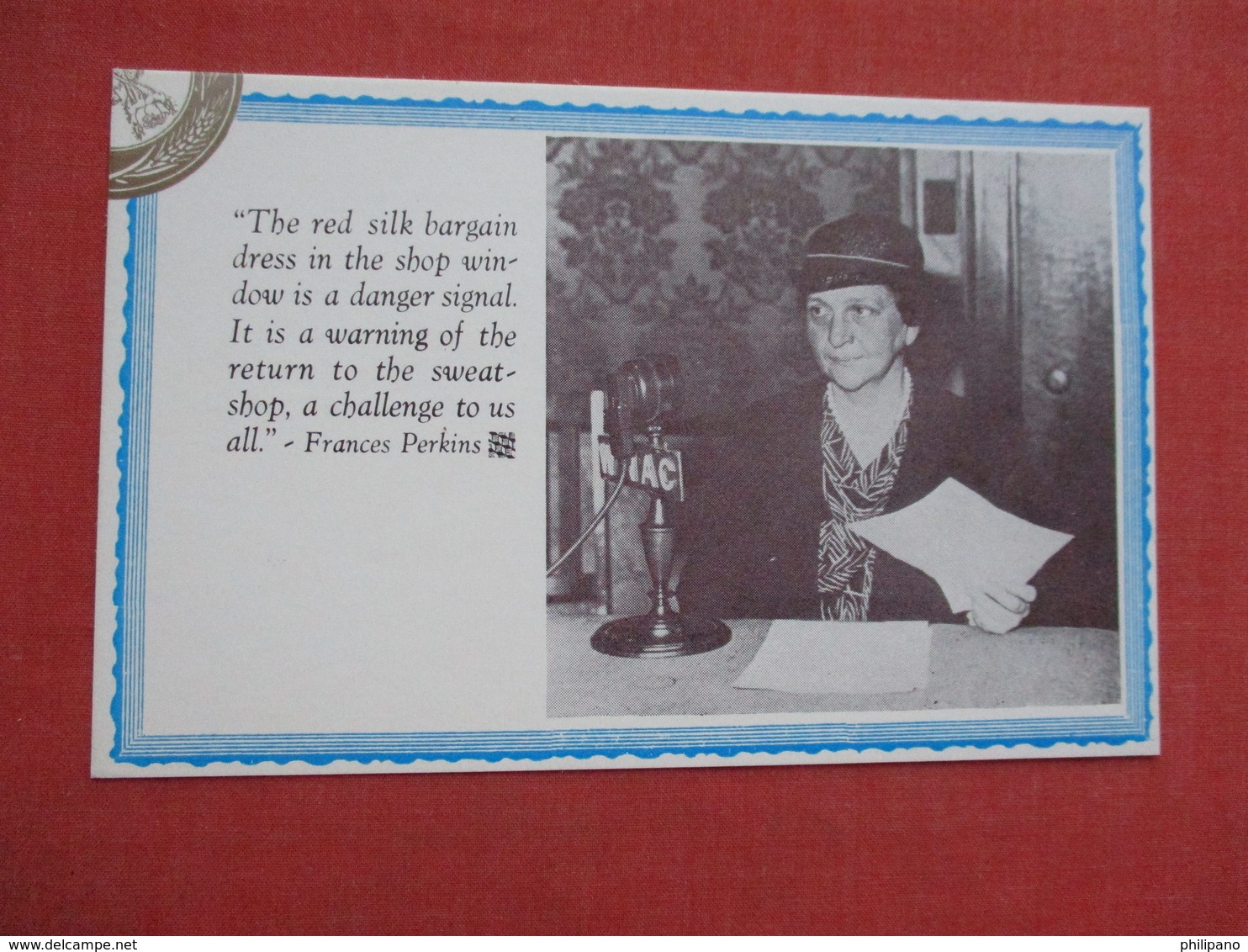 Frances Perkins  US Secretary Of Labor   Ref 3521 - Labor Unions