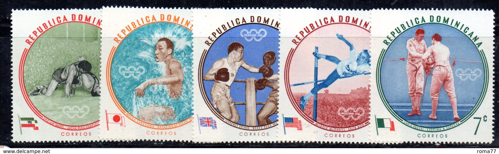 APR2031 - REPUBBLICA DOMINICANA 1960 , Serie Yvert N.  542/546   ***  MNH  (2380A) Olimpiadi Roma - Repubblica Domenicana