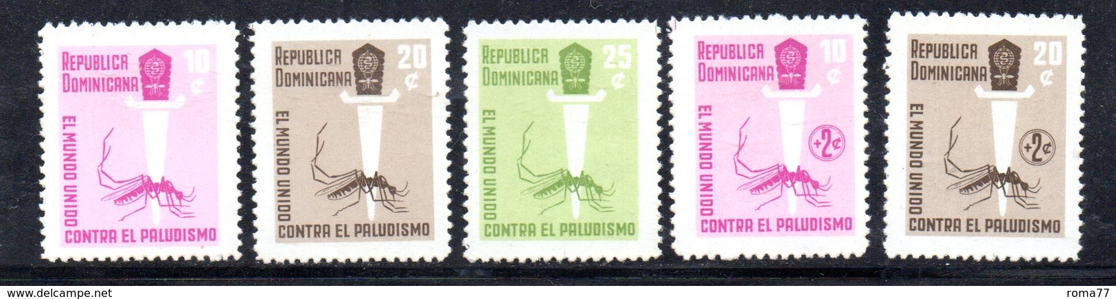 APR2033 - REPUBBLICA DOMINICANA 1962 , Serie Yvert N.  566/570   ***  MNH  (2380A) Malaria - Repubblica Domenicana