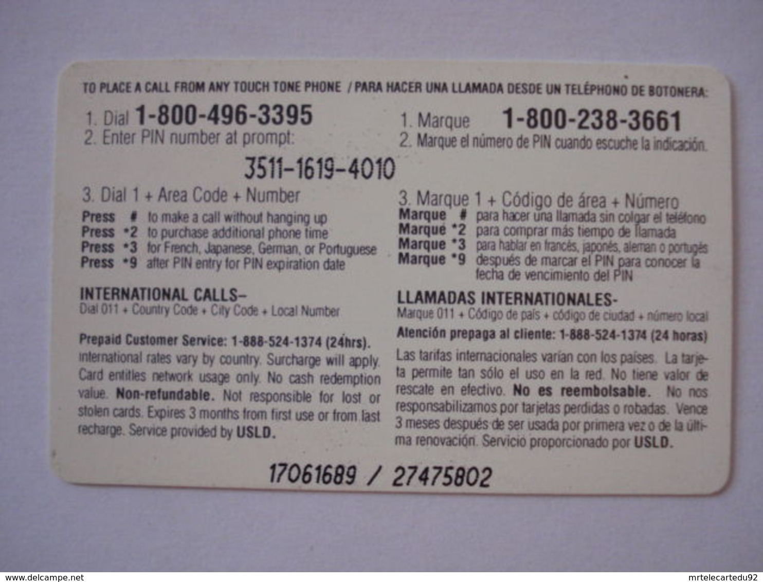 Carte Prépayée étrangère A Identifié (utilisé). - Per Cellulari (ricariche)