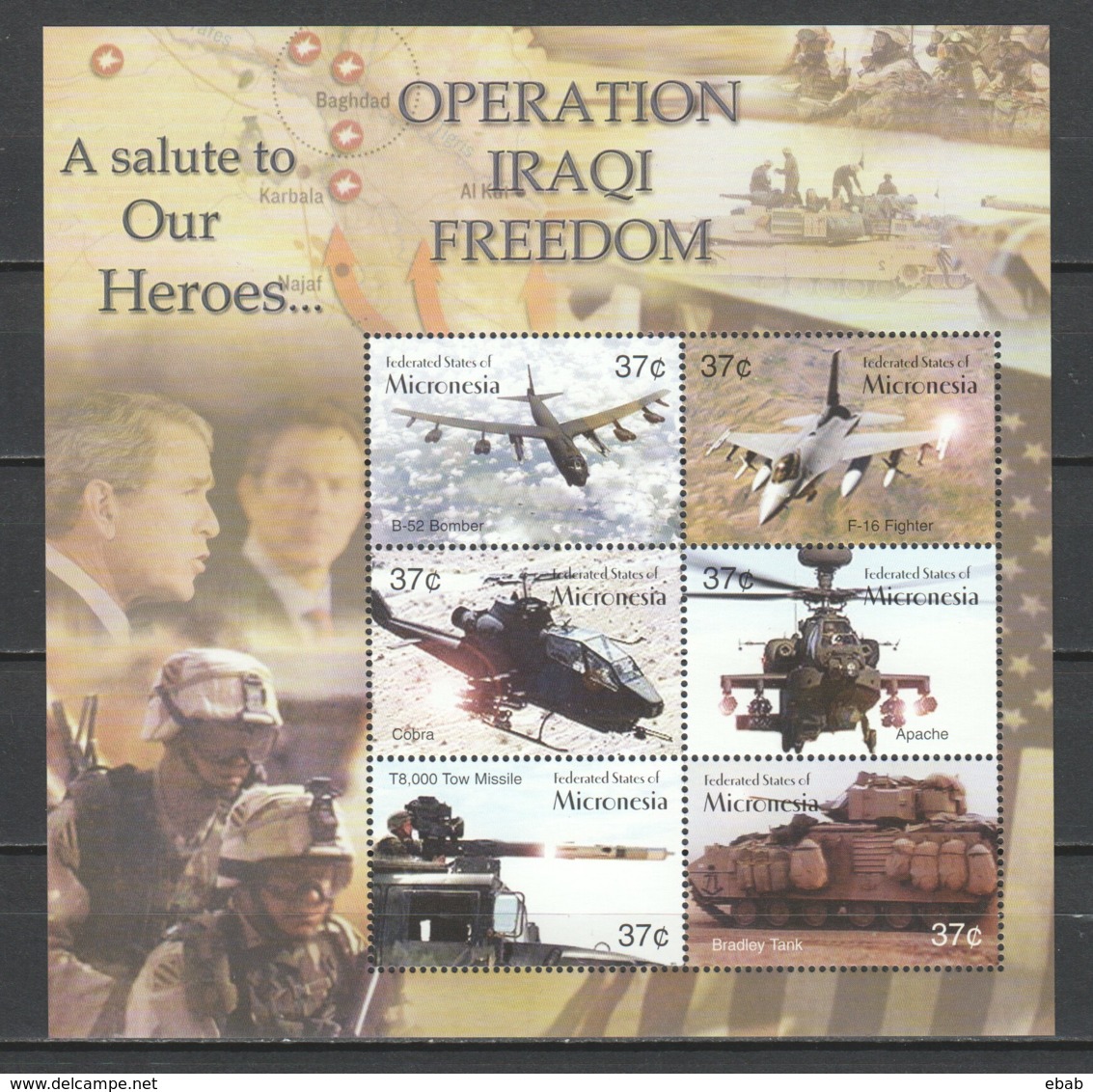 Micronesia 2003 Kleinbogen Mi 1421-1426 MNH OPERATION IRAQI FREEDOM - Airplanes