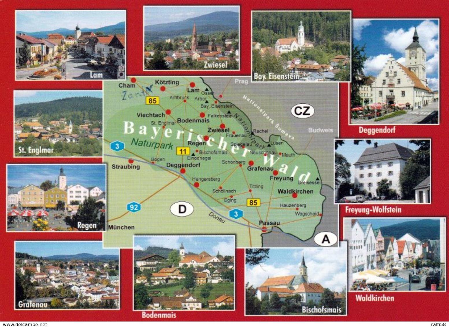 1 Map Of Germany * 1 Ansichtskarte Mit Der Landkarte - Bayerischer Wald* - Maps