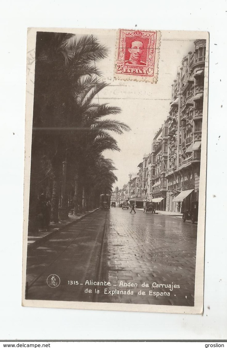 ALICANTE 1315 ANDEN DE CARRUAJES DE LA ESPLANADA DE ESPANA 1930 - Alicante