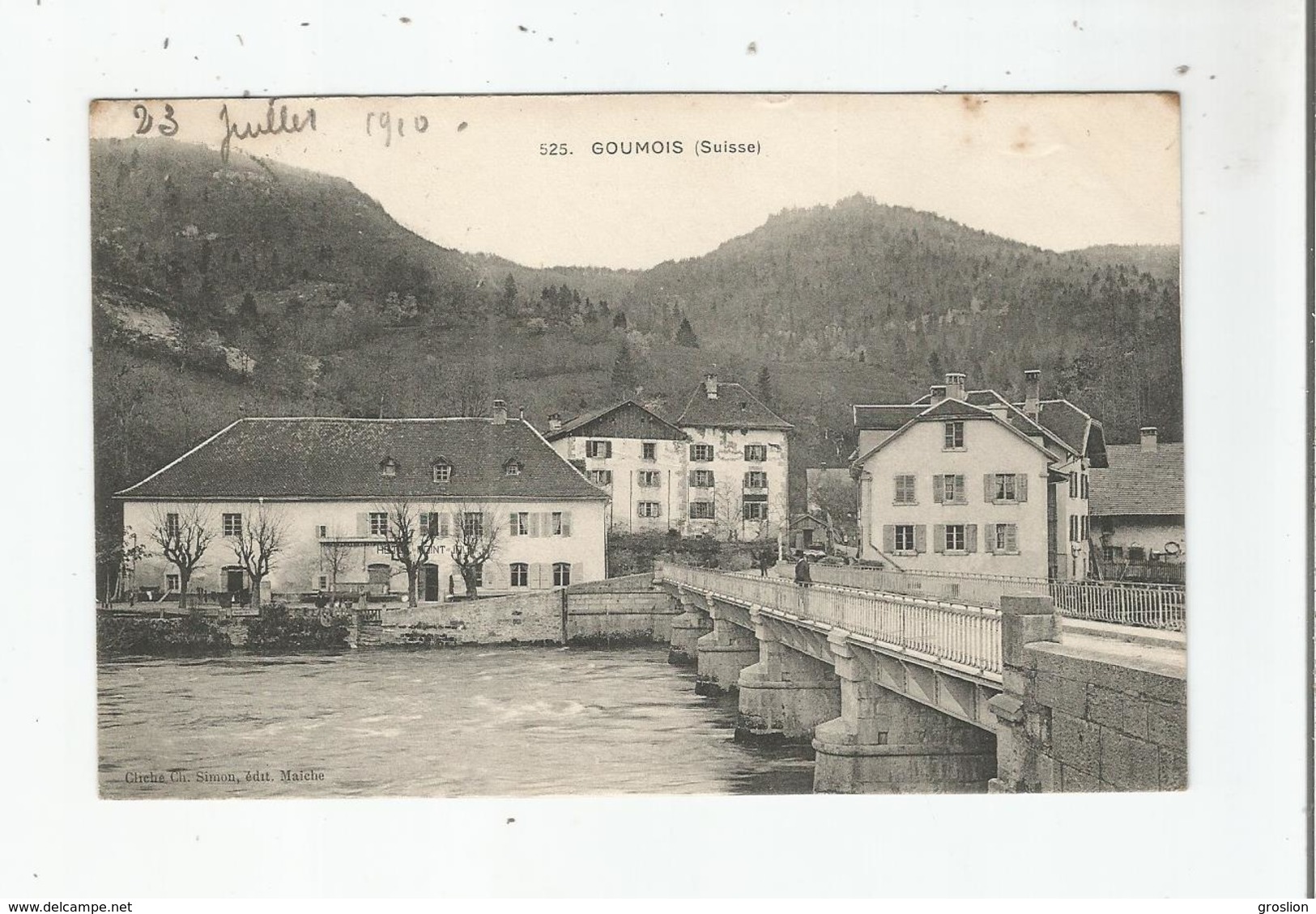 GOUMOIS (SUISSE) 525  (HABITATIONS ET PONT) 1910 - Goumois