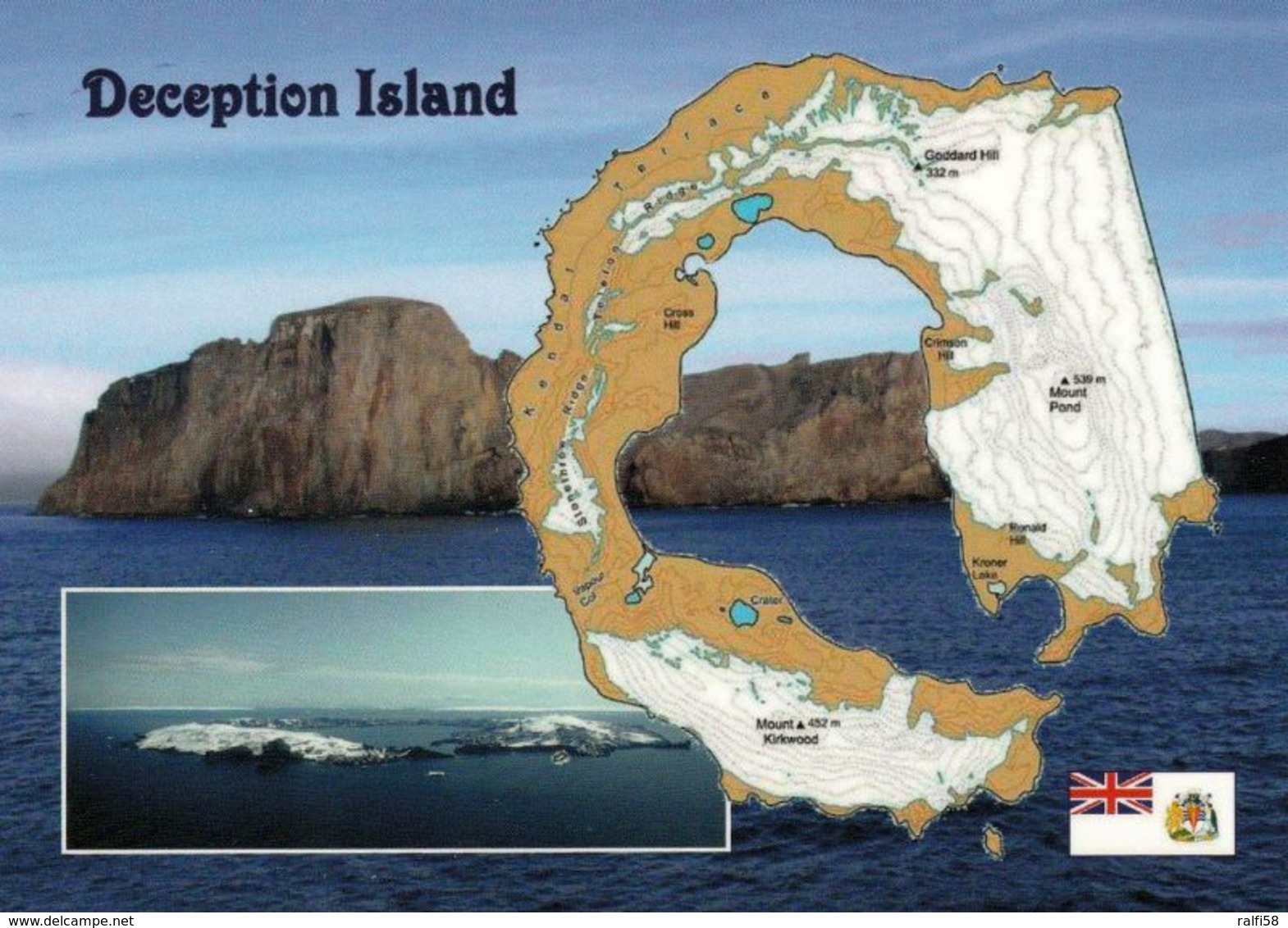 1 MAP Of Deception Island Zu Den South Shetland Islands * AK Mit Der Landkarte Dieser Subantarktische Insel * - Landkarten