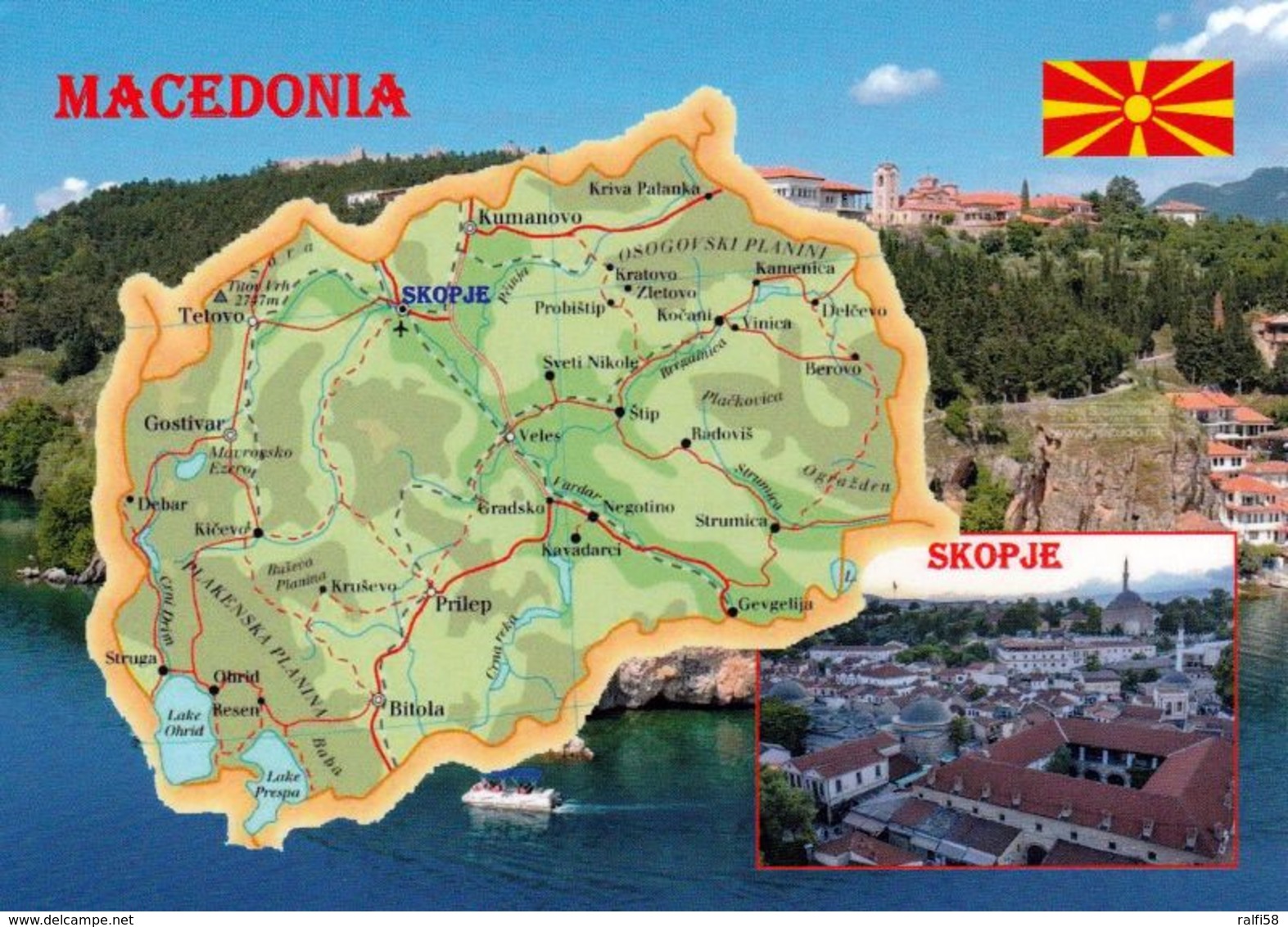 1 Map Of Macedonia * 1 Ansichtskarte Mit Der Landkarte Von Mazedonien - Im Kleinen Bild Die Hauptstadt Skopje * - Landkarten